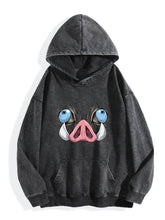 Demon Slayer Inosuke Boar Mask Graphic Retro Washed Hoodie