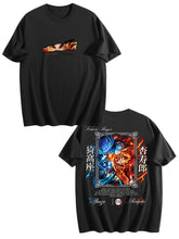 Demon Slayer Rengoku Kyojuro Front‑Back Print Black Oversized T‑Shirt
