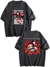 Demon Slayer Nezuko Kamado Vintage‑Washed Double‑Sided Anime T‑Shirt