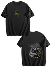 Demon Slayer Zenitsu Agatsuma Front‑Back Print Black Oversized T‑Shirt