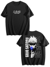Jujutsu Kaisen Gojo Satoru Front‑Back Print Black Oversized T‑Shirt