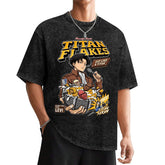 Attack On Titan Levi Titan Flakes Vintage Washed Oversized Tee