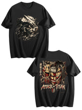 Attack On Titan Eren Yeager Titan Form Front‑Back Print Black Oversized T‑Shirt