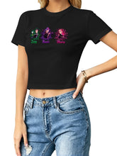 Kpop Demon Hunters 3 Characters Burst Crop Women Tee