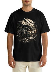 Attack On Titan Eren Yeager Titan Form Front‑Back Print Black Oversized T‑Shirt