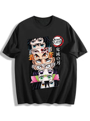 Demon Slayer Hashira Front‑Back Print Black Oversized T‑Shirt