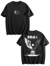 Attack On Titan Wings Of Freedom Front‑Back Print Black Oversized T‑Shirt