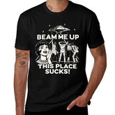 Pop Witch Hunters Beam Me Up UFO Retro Vintage Graphic Tee