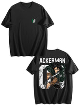 Attack On Titan Levi Ackerman Front‑Back Print Black Oversized T‑Shirt