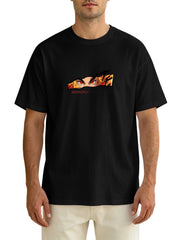 Demon Slayer Rengoku Kyojuro Front‑Back Print Black Oversized T‑Shirt