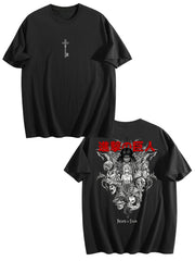 Attack On Titan Front‑Back Print Black Oversized T‑Shirt