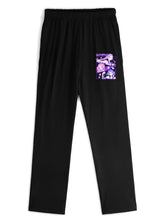 Pop Huntress Squad Purple‑Tone Block Print Casual Sweatpants