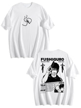 Jujutsu Kaisen Toji Fushiguro Front‑Back Print White Oversized T‑Shirt