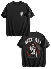 Attack On Titan Mikasa Ackerman Front‑Back Print Black Oversized T‑Shirt