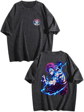 Demon Slayer Akaza Vintage‑Washed Double‑Sided Anime T‑Shirt