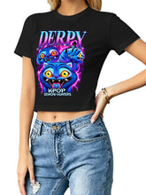 Pop Demon Hunter Derpy Blue Cat Crop Top Tee