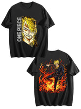 One Piece Sanji Print Black Oversized T‑Shirt