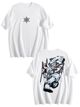 Demon Slayer Akaza Front‑Back Print White Oversized T‑Shirt
