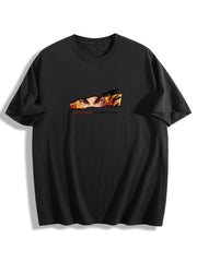 Demon Slayer Rengoku Kyojuro Front‑Back Print Black Oversized T‑Shirt