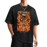 Attack On Titan Eren Fire Vintage Washed Oversized Tee