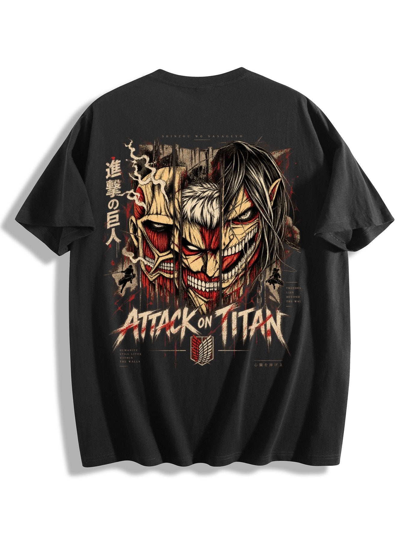 Attack On Titan Eren Yeager Titan Form Front‑Back Print Black Oversized T‑Shirt