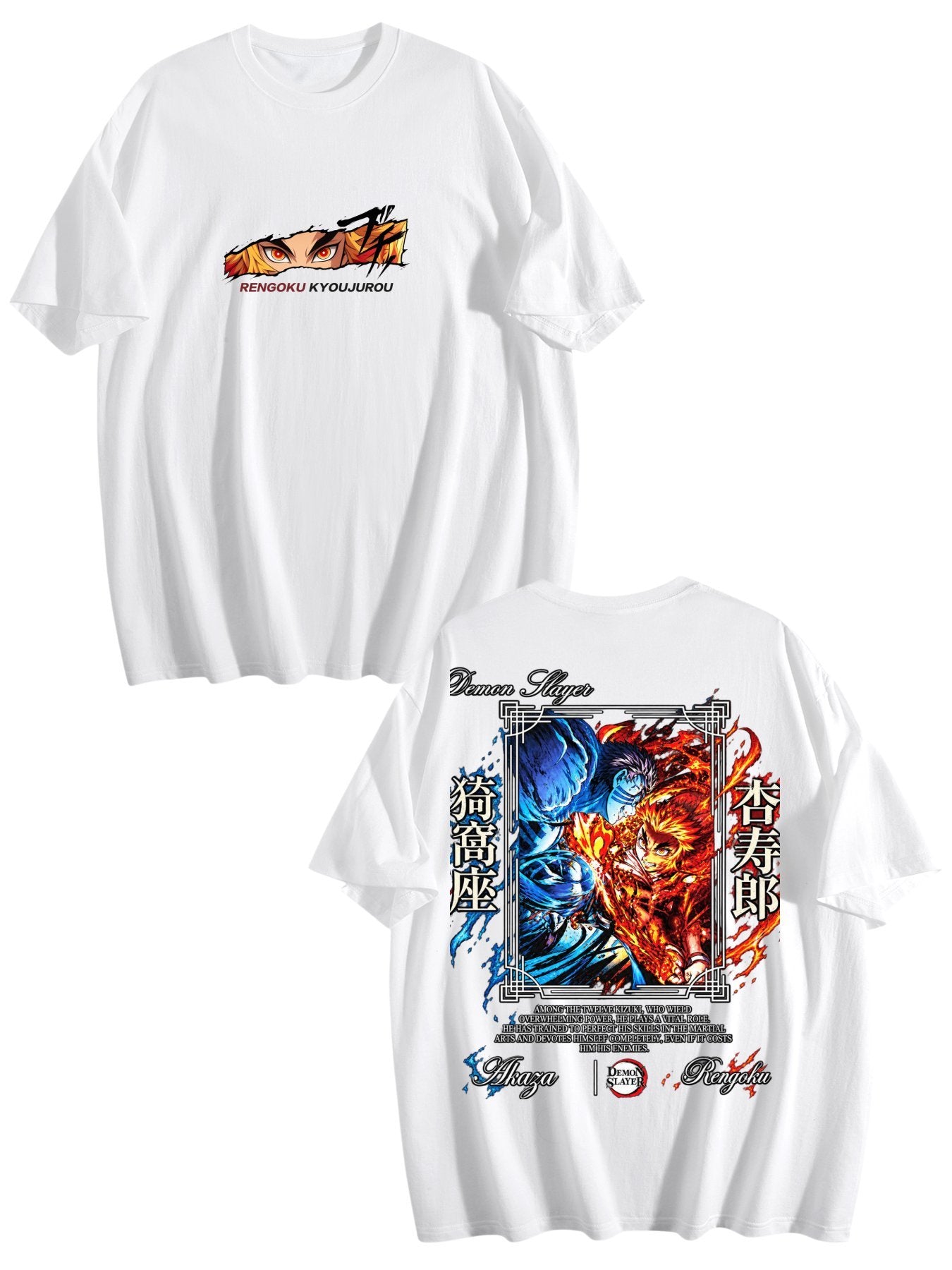Demon Slayer Rengoku Kyojuro Front‑Back Print Black Oversized T‑Shirt