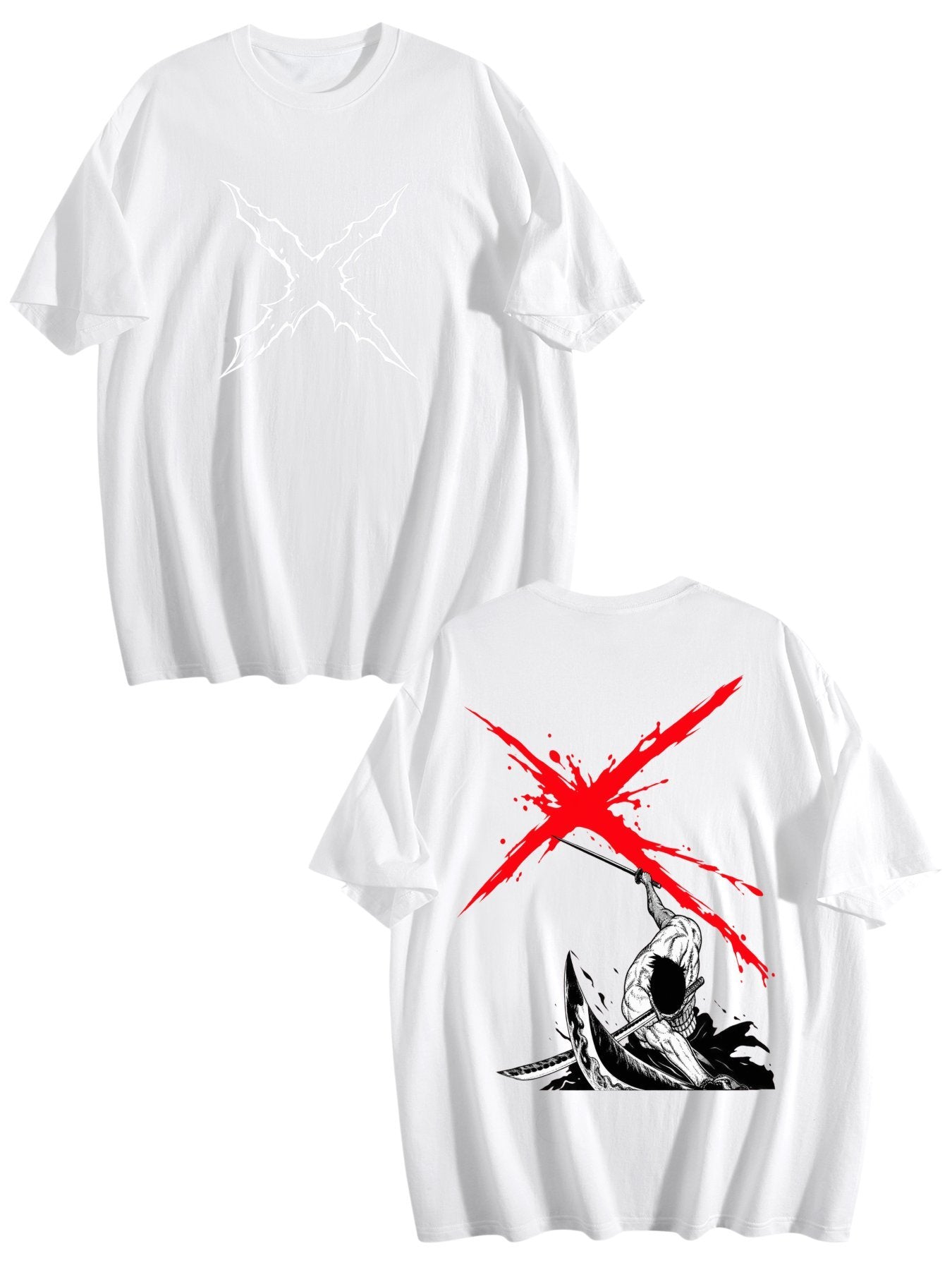 One Piece Zoro X Symbol Front‑Back Print Black Oversized T‑Shirt