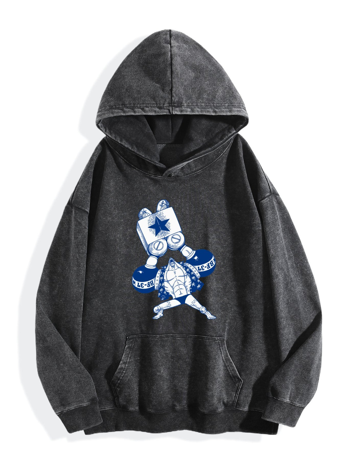 One Piece Franky Vintage Washed Anime Hoodie