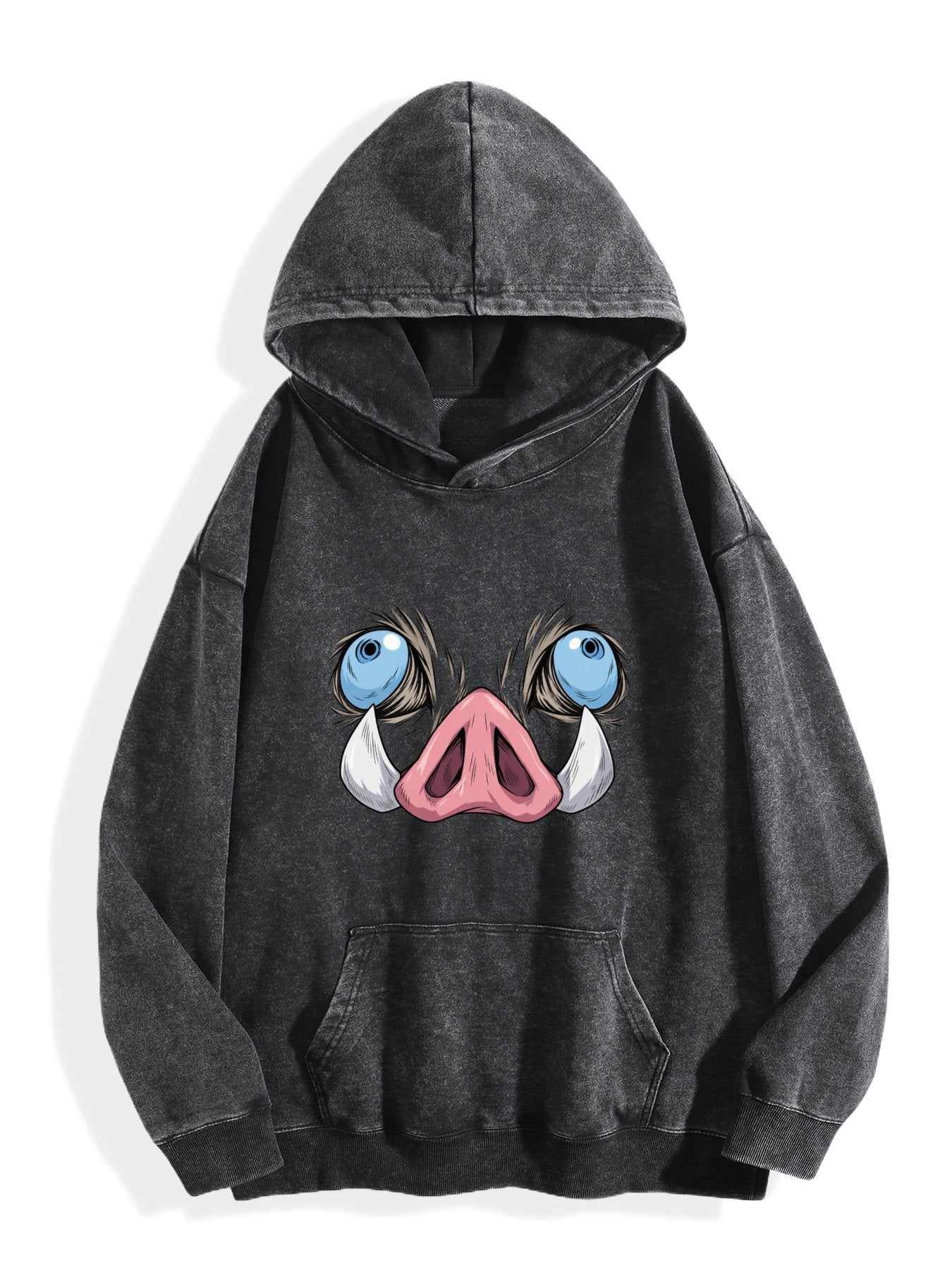 Demon Slayer Inosuke Boar Mask Graphic Retro Washed Hoodie