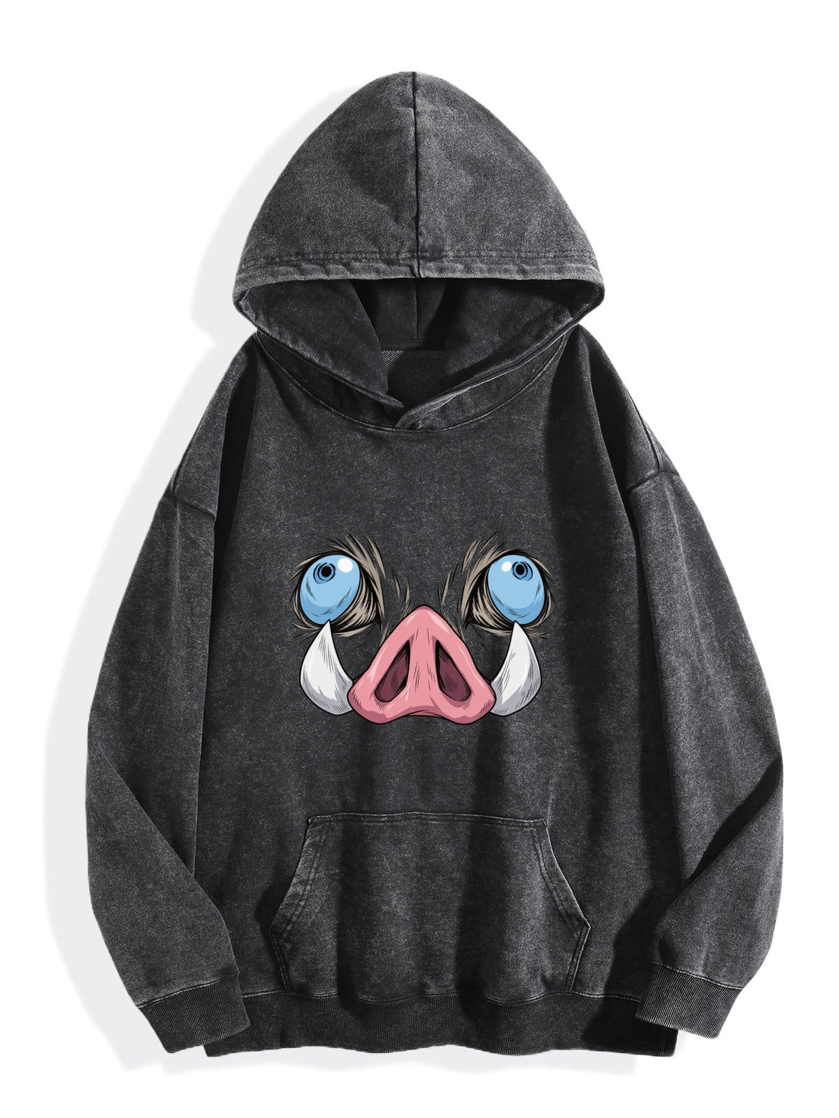 Demon Slayer Inosuke Boar Mask Graphic Retro Washed Hoodie