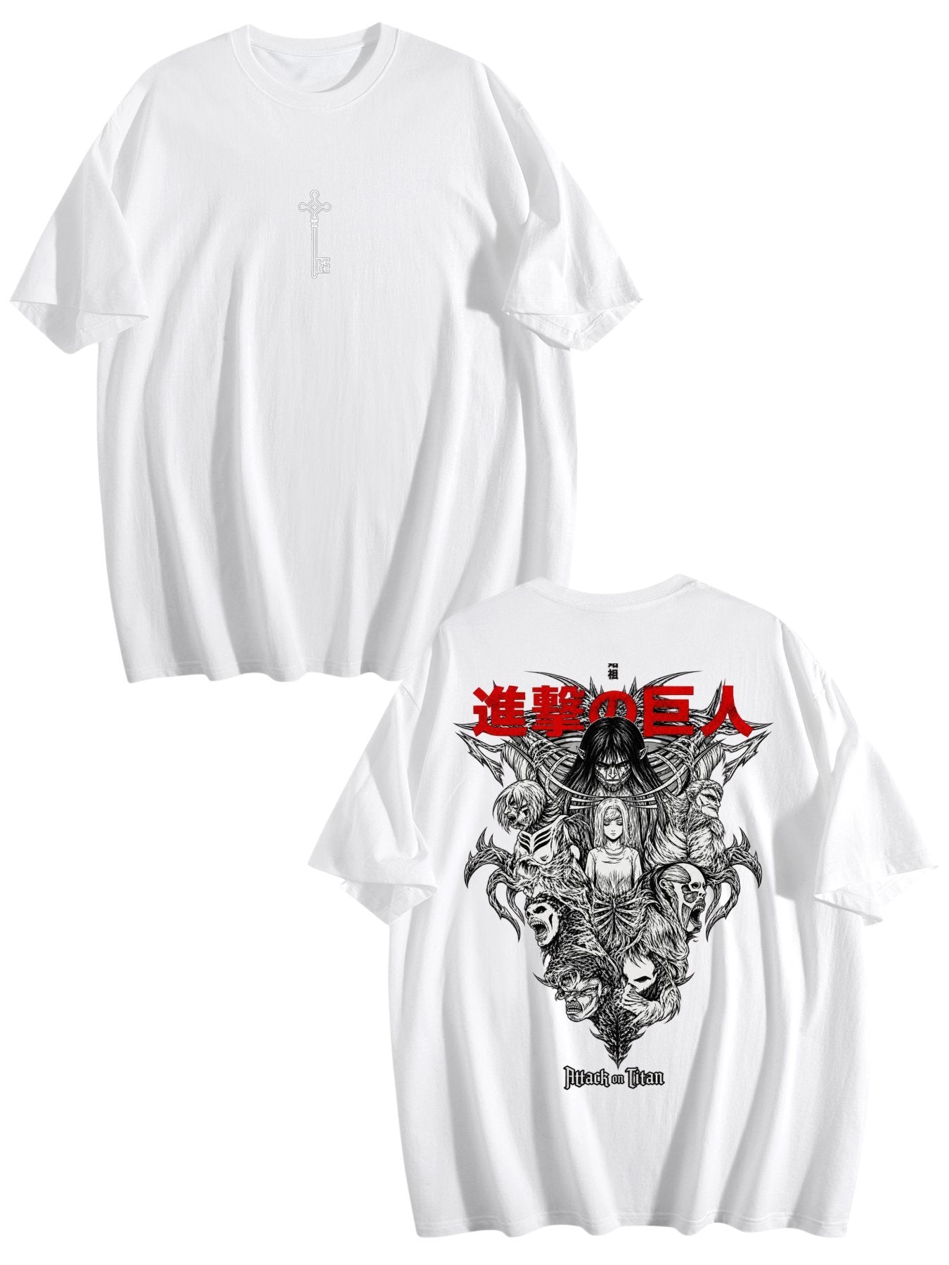 Attack On Titan Front‑Back Print Black Oversized T‑Shirt