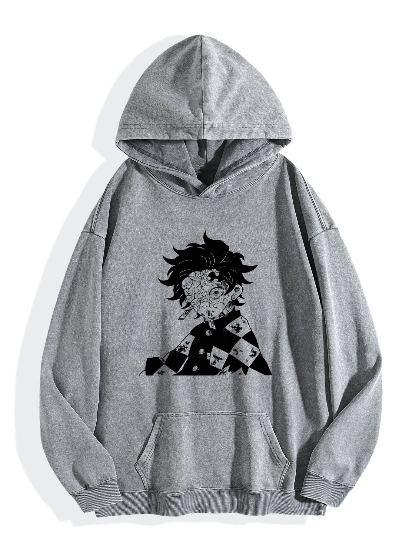 Demon Slayer Tanjiro Minimalist Silhouette Vintage Washed Hoodie