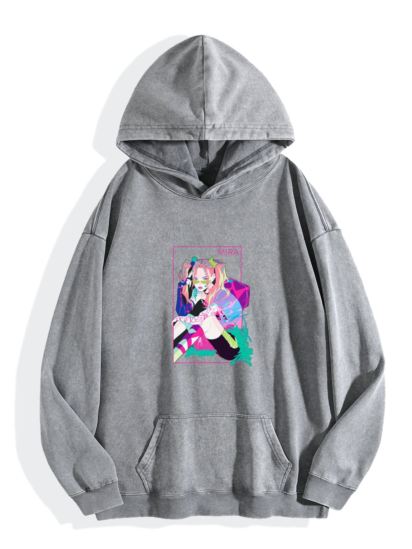 KPop Demon Hunters Neon Idol Washed Hoodie