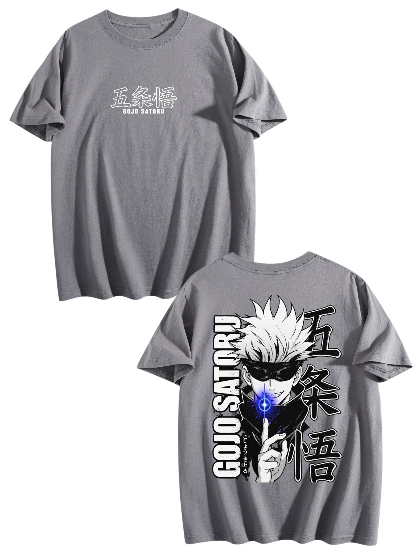 Jujutsu Kaisen Gojo Satoru Front‑Back Print Black Oversized T‑Shirt