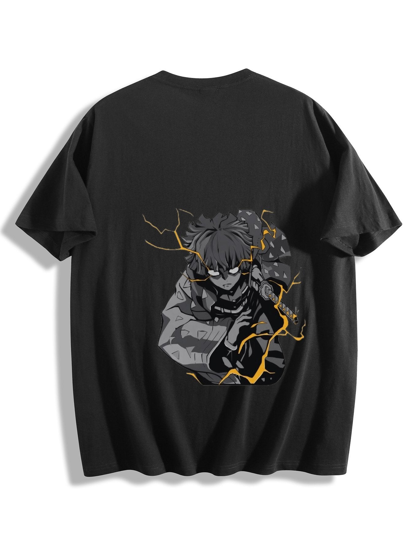Demon Slayer Zenitsu Agatsuma Front‑Back Print Black Oversized T‑Shirt