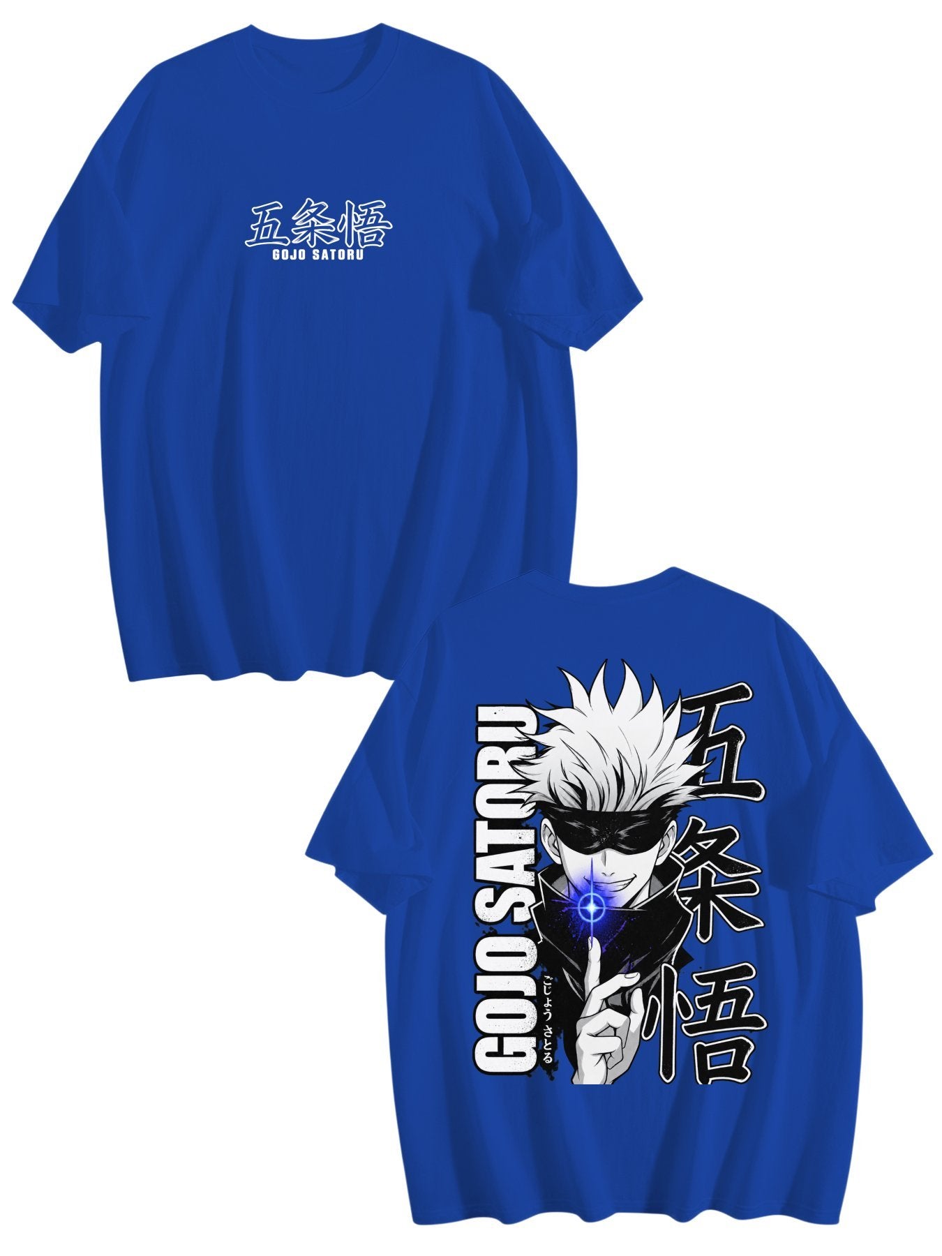 Jujutsu Kaisen Gojo Satoru Front‑Back Print Black Oversized T‑Shirt