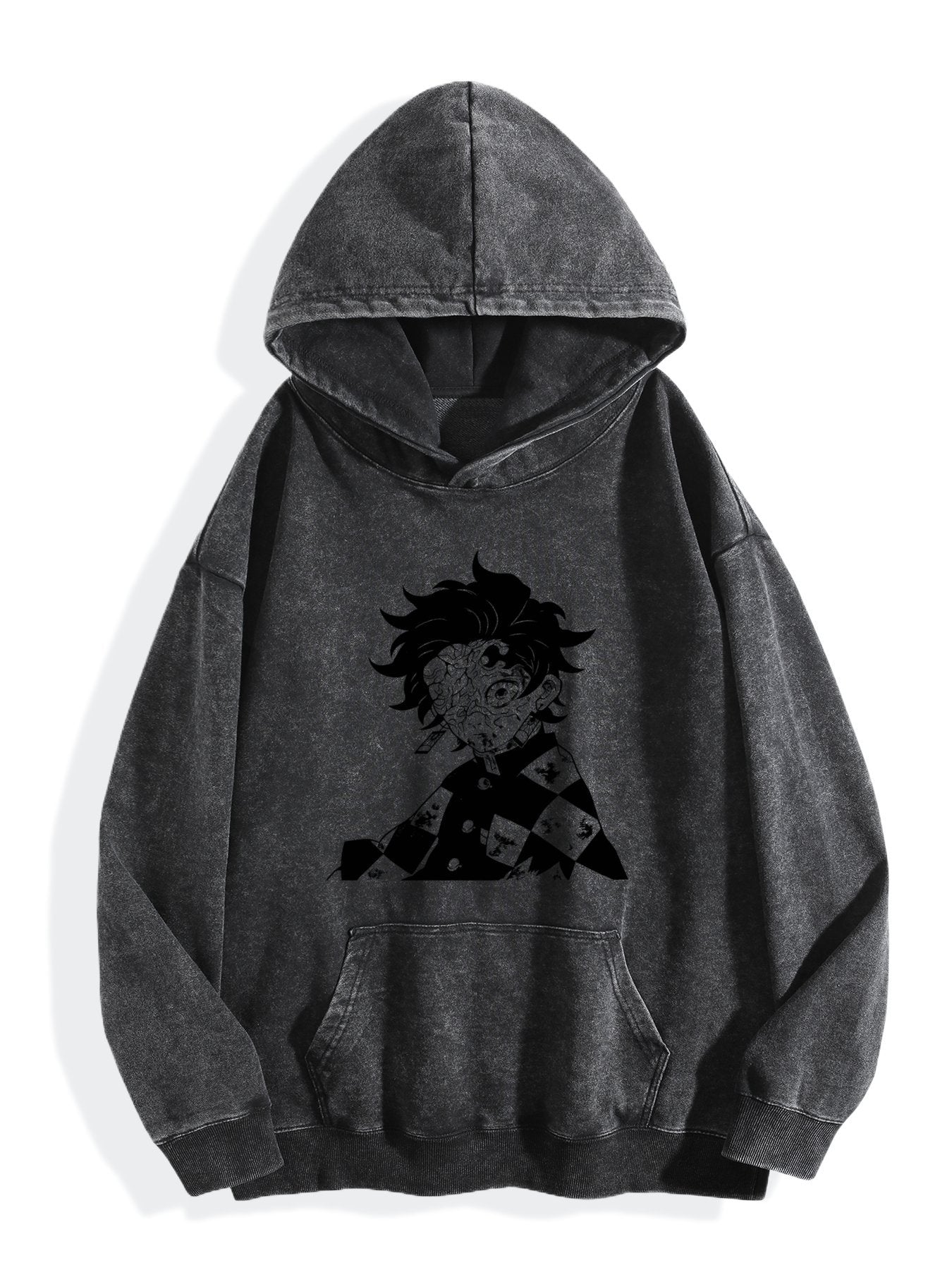 Demon Slayer Tanjiro Minimalist Silhouette Vintage Washed Hoodie