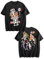 Demon Slayer Hashira Front‑Back Print Black Oversized T‑Shirt