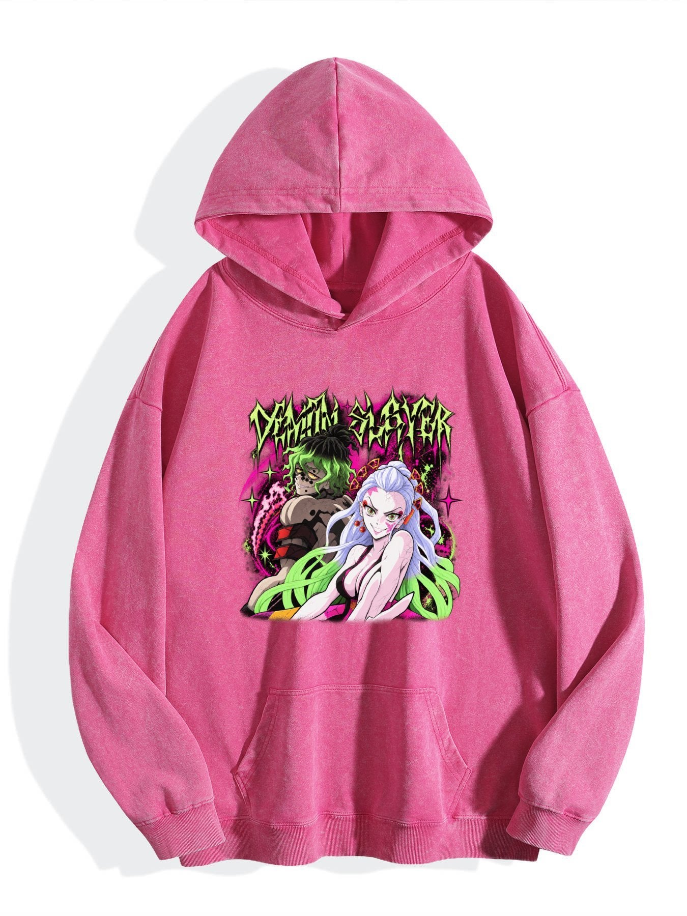 Demon Slayer Gyutaro & Daki Neon Graffiti Vintage Washed Hoodie