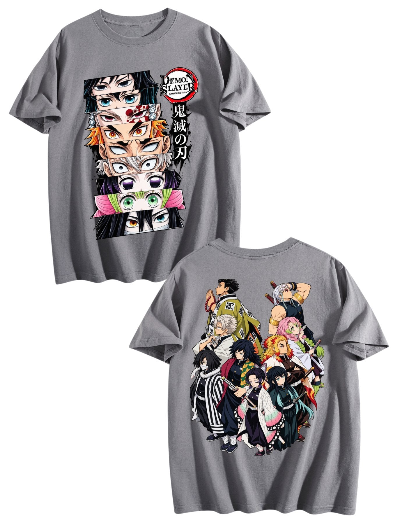 Demon Slayer Hashira Front‑Back Print Black Oversized T‑Shirt