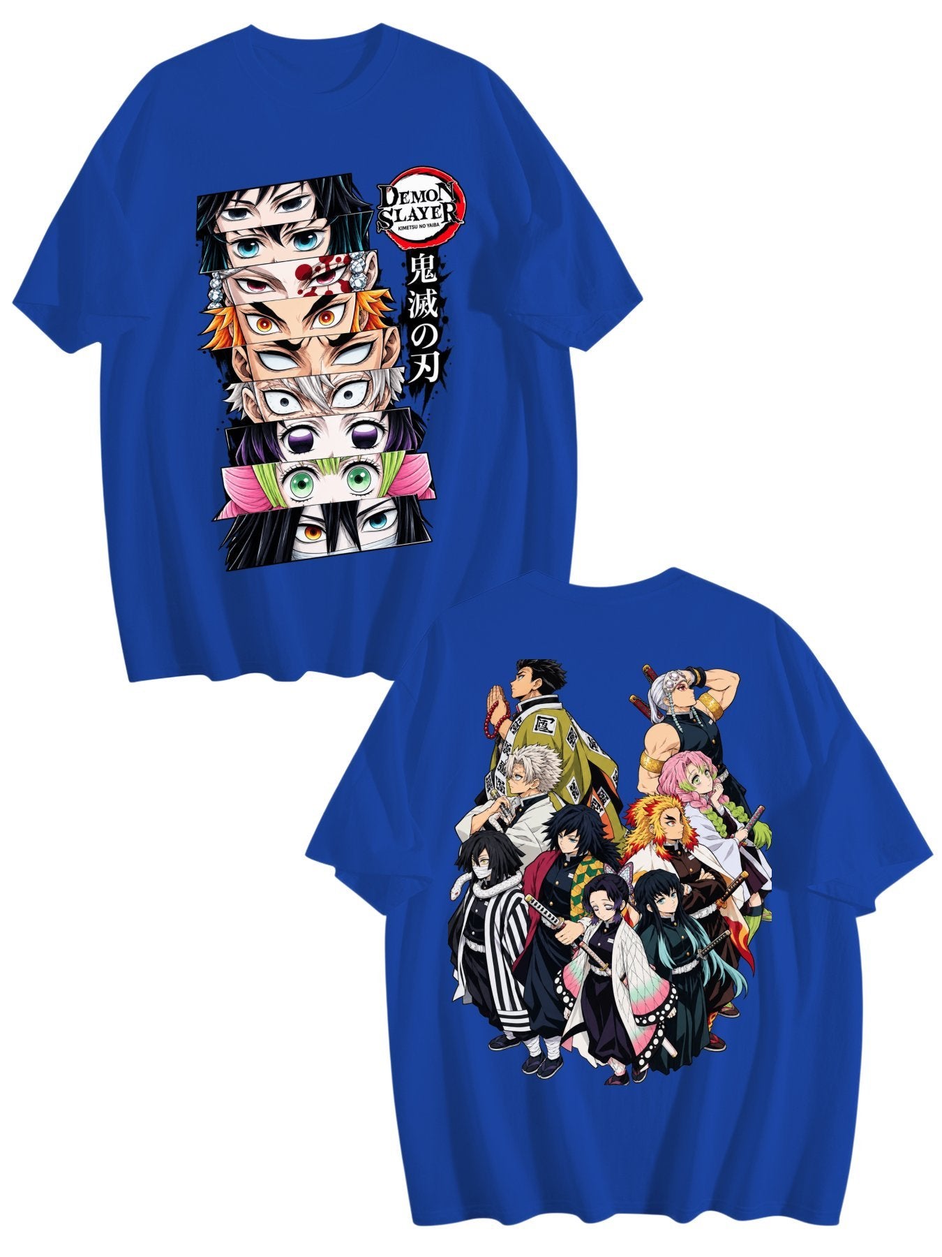 Demon Slayer Hashira Front‑Back Print Black Oversized T‑Shirt