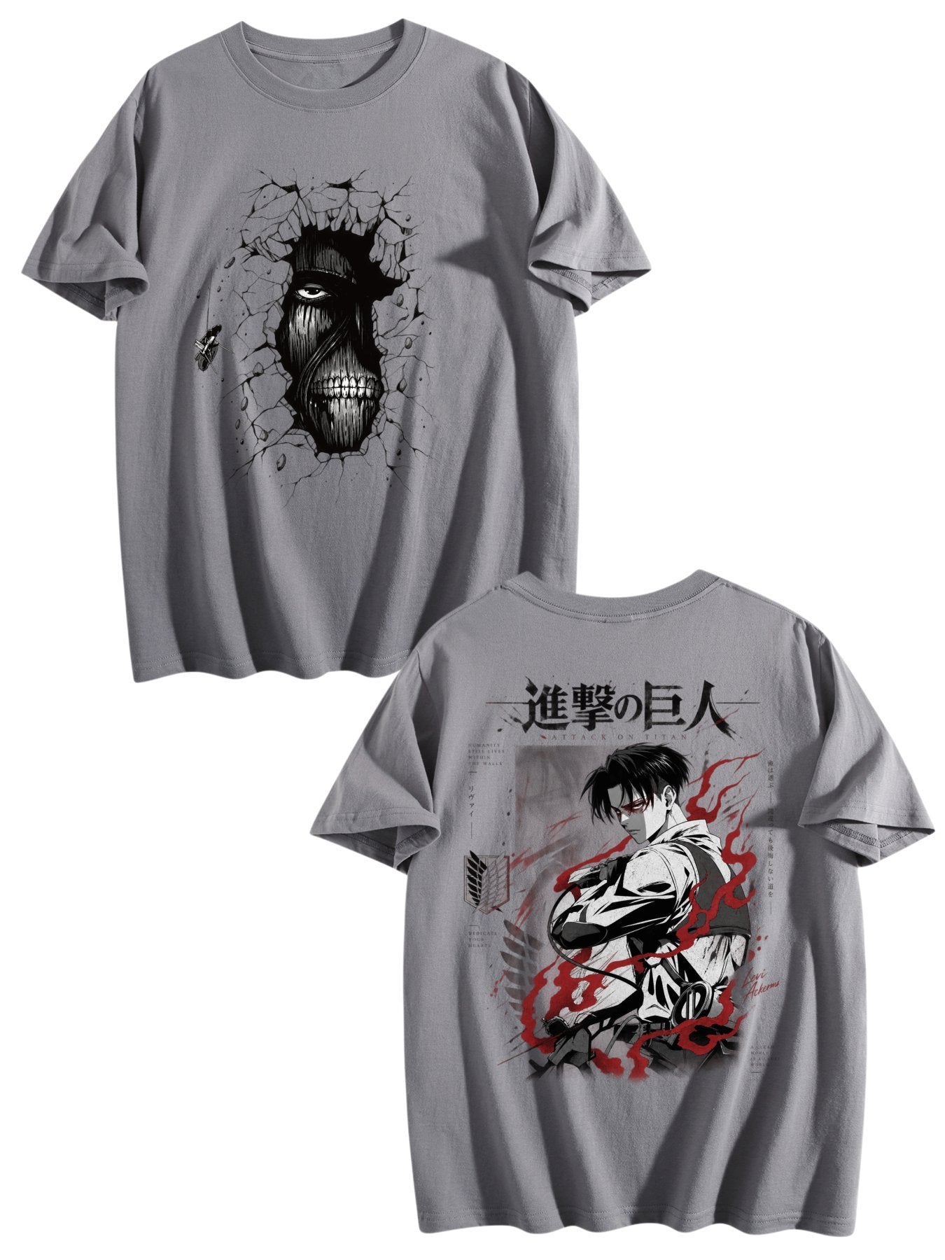 Attack On Titan Levi Ackerman Front‑Back Print Black Oversized T‑Shirt