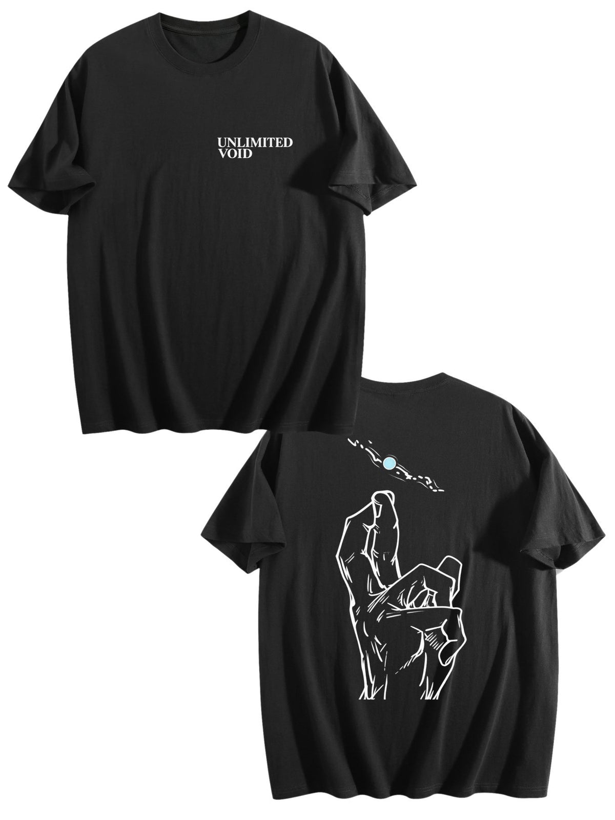 Jujutsu Kaisen Gojo Satoru Front‑Back Print Black Oversized T‑Shirt
