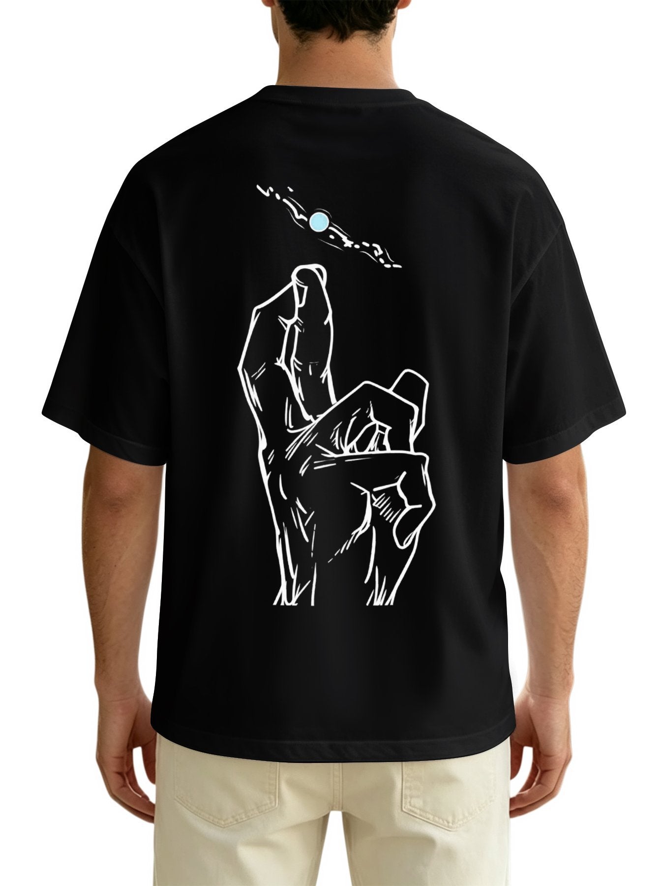 Jujutsu Kaisen Gojo Satoru Front‑Back Print Black Oversized T‑Shirt