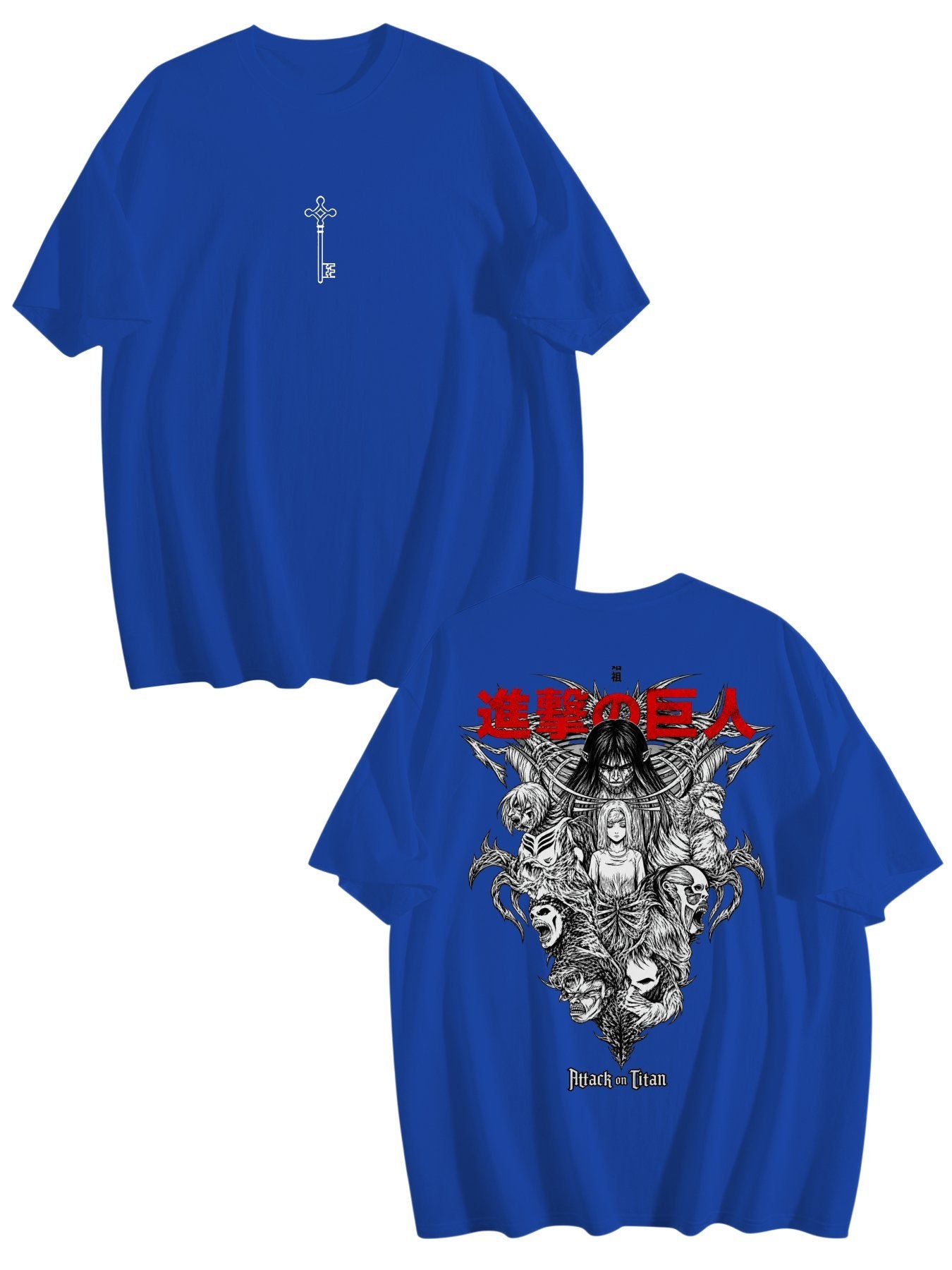 Attack On Titan Front‑Back Print Black Oversized T‑Shirt