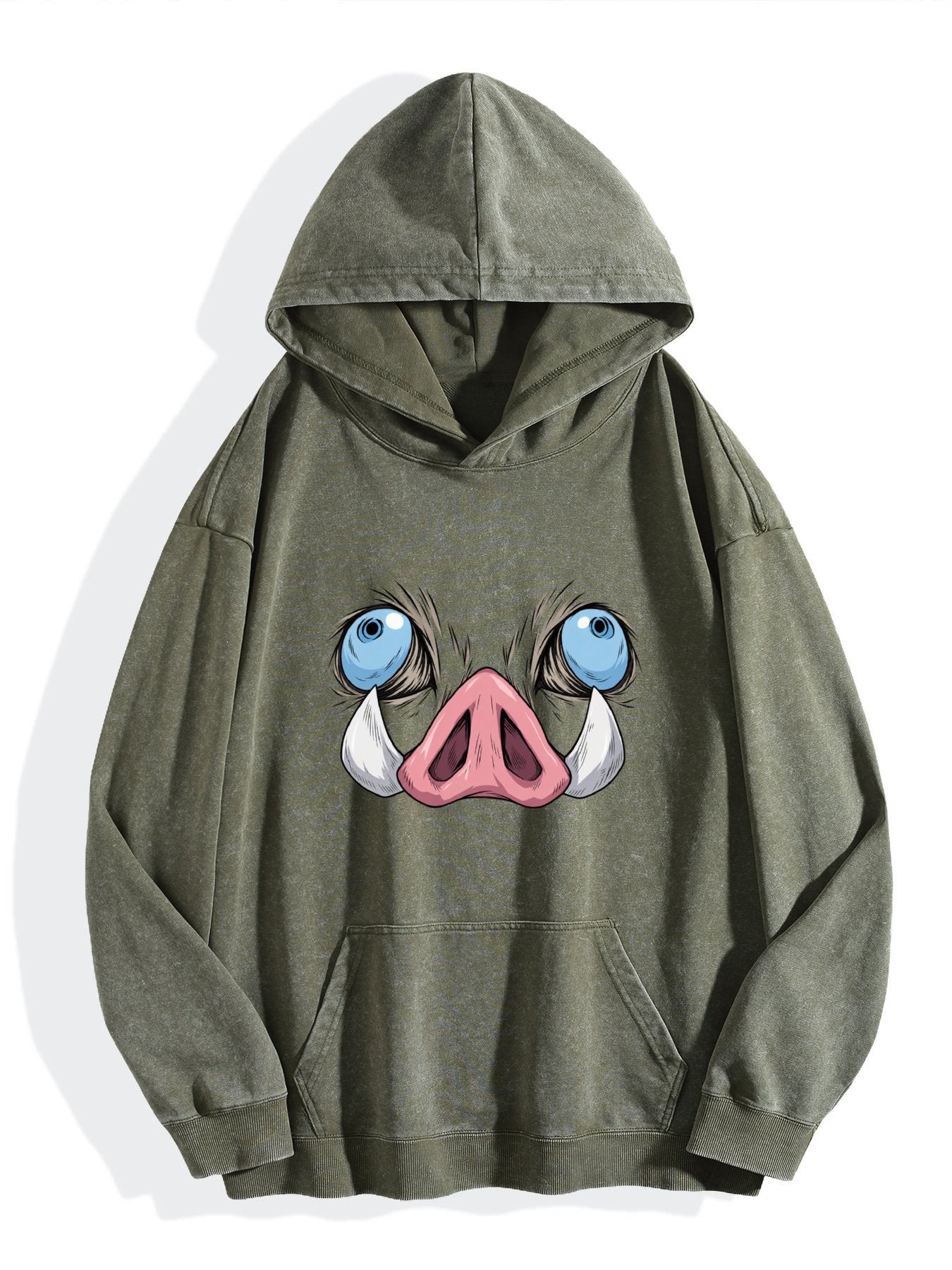 Demon Slayer Inosuke Boar Mask Graphic Retro Washed Hoodie
