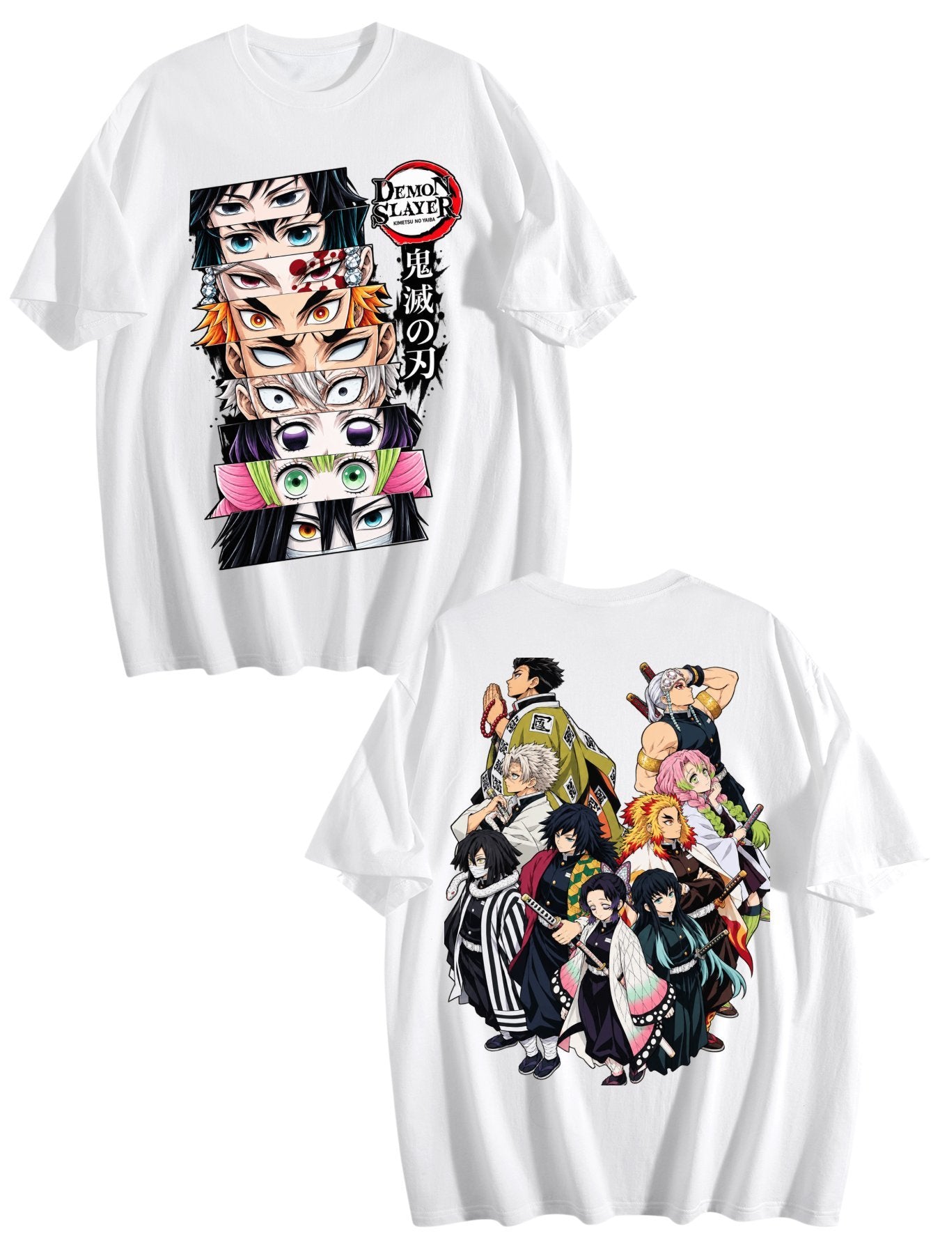 Demon Slayer Hashira Front‑Back Print Black Oversized T‑Shirt