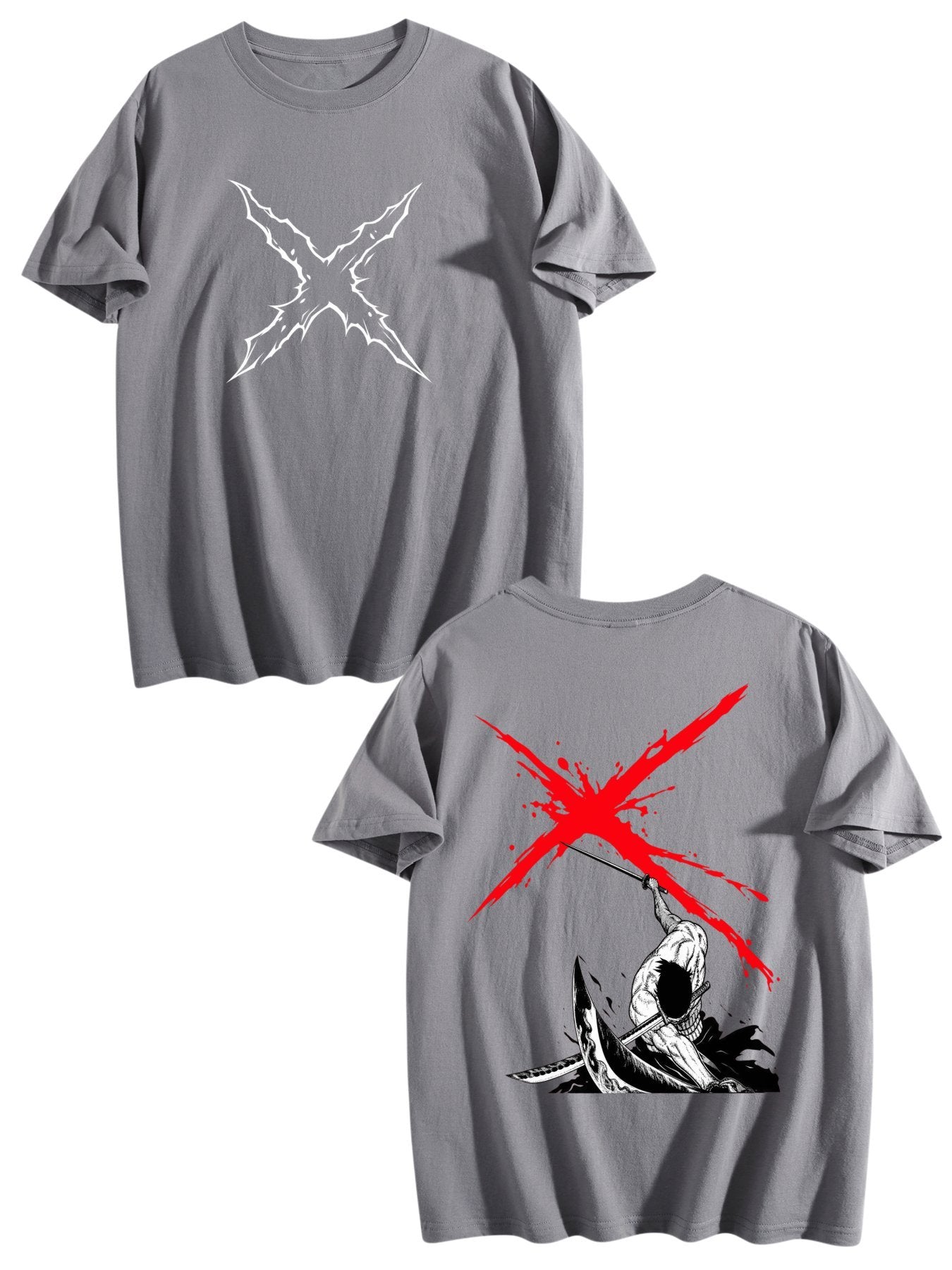 One Piece Zoro X Symbol Front‑Back Print Black Oversized T‑Shirt