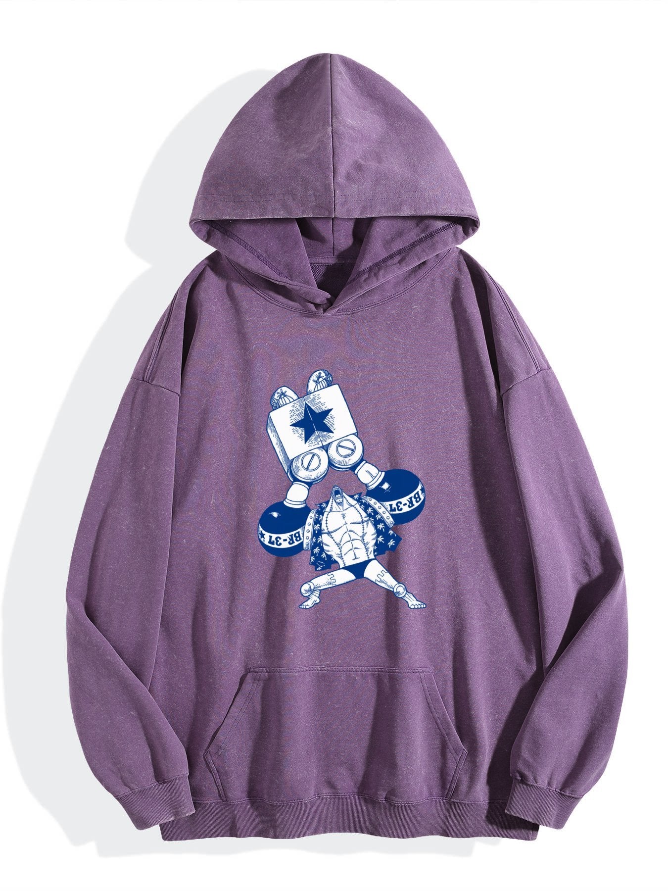 One Piece Franky Vintage Washed Anime Hoodie