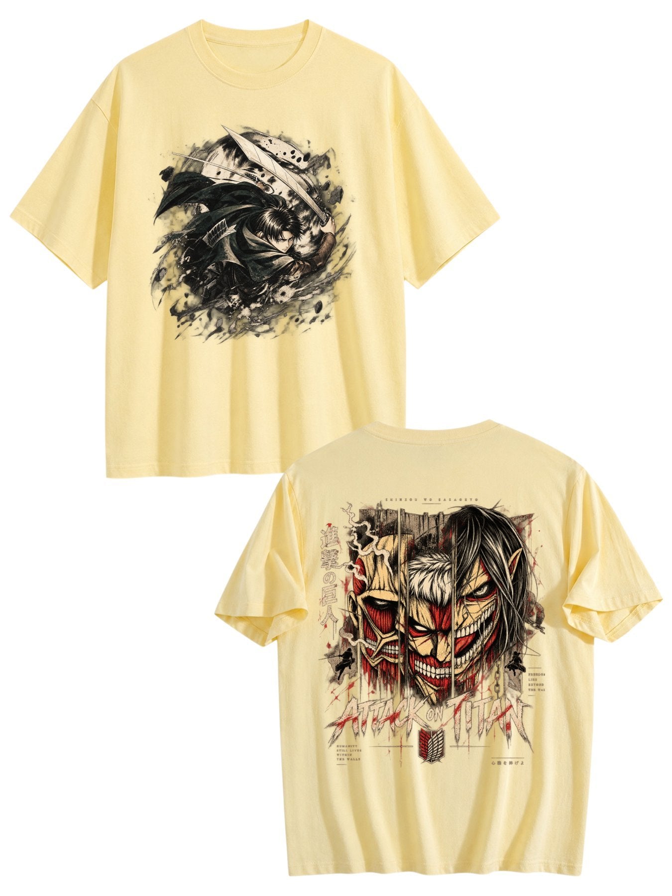 Attack On Titan Eren Yeager Titan Form Front‑Back Print Black Oversized T‑Shirt